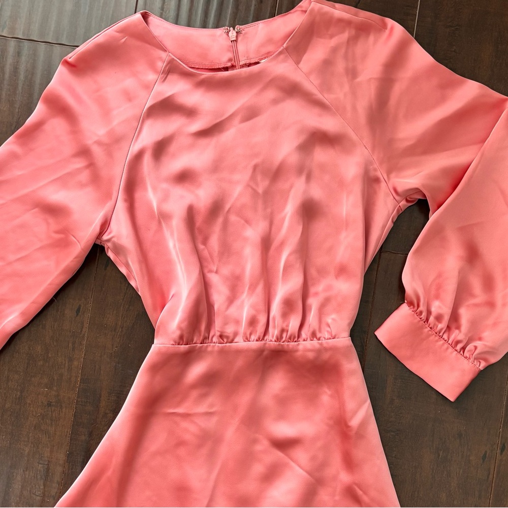 H&M Satin Vibrant Pink Long Sleeve Dress - Picture 3 of 7